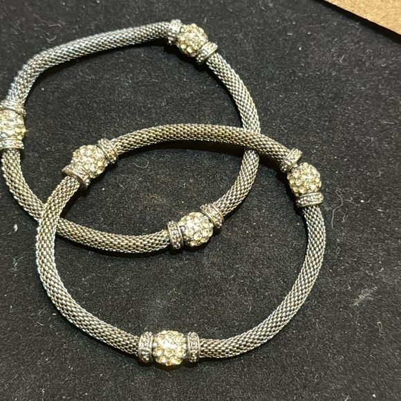 Silver Tone Stretch Rhinestones Bracelets set of two vintage Silpada - Picture 6 of 11